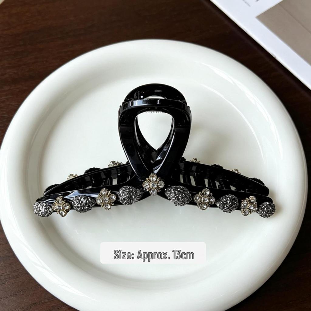 Korean Style High-End Rhinestone Shark Hair Clip for Women - Elegant Large Hairpin