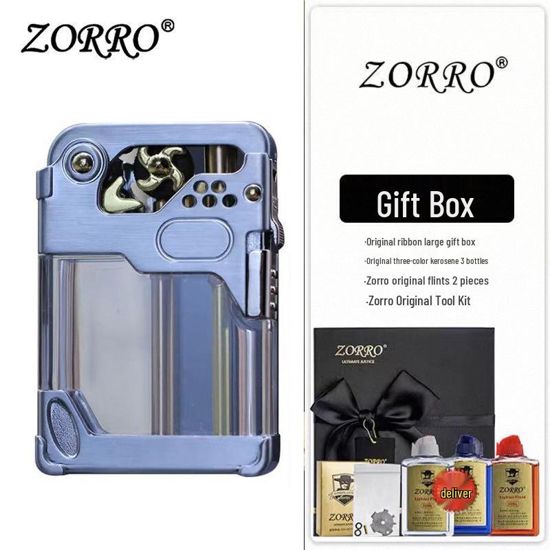 Zorro 786 Cyber Mecha Transparent Oil Tank Semi-automatic Kerosene Lighter