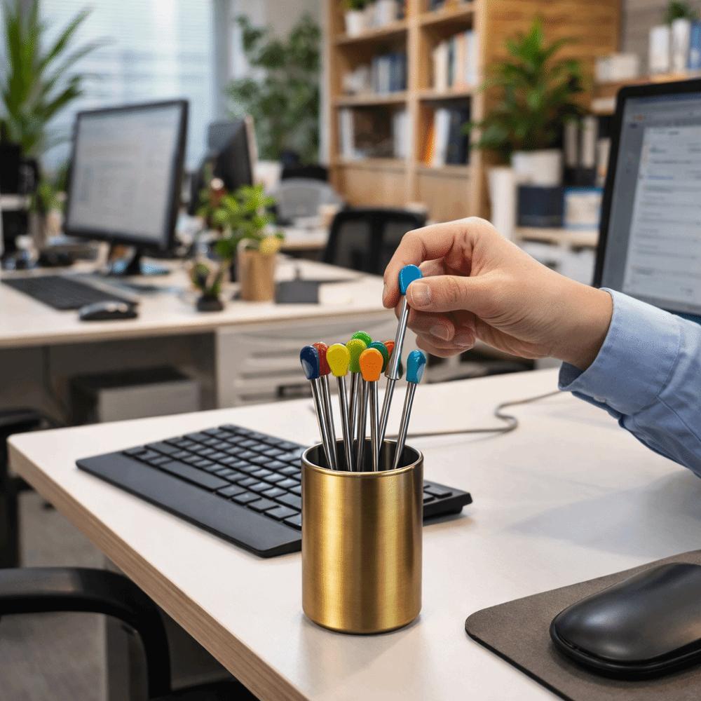Cylinder Fruit Fork Holder Stainless Steel Mini Metal Box Toothpick Jar Holder Dining Table