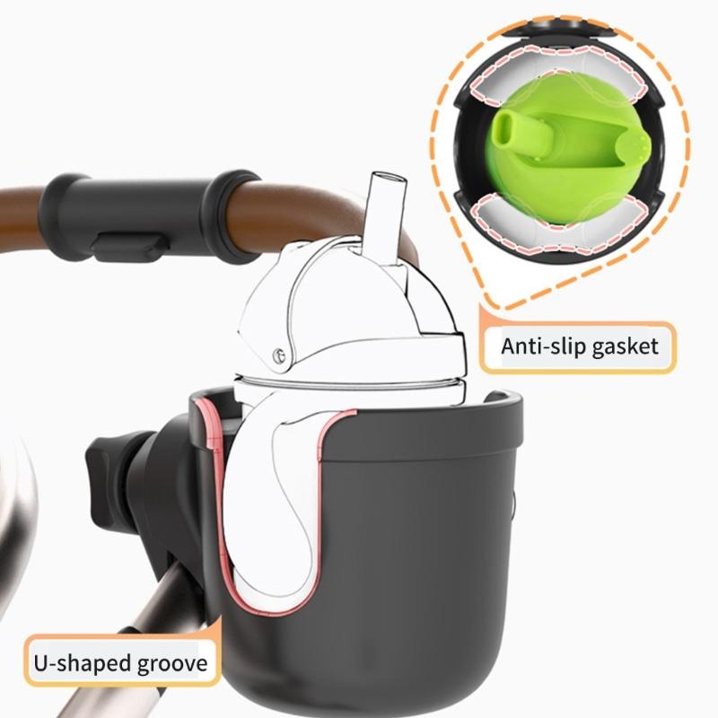ABS Strollers Cup Holder Storage Organiser Nonslip Rubber Grip Flexible Silicone Insert for Secure