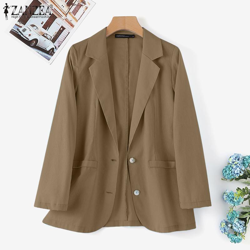 ZANZEA Women Turn Down Collar Casual Long Sleeve Unlined Cardigan Tops