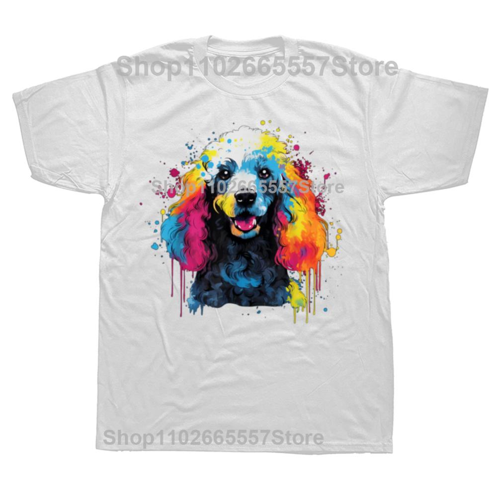 Funny Pop Art Colorful Poodle Dog Lovers Mothers Day Graphic Tshirts Men Casual Tshirt 100 Cotton Loose Oversized T Shirt
