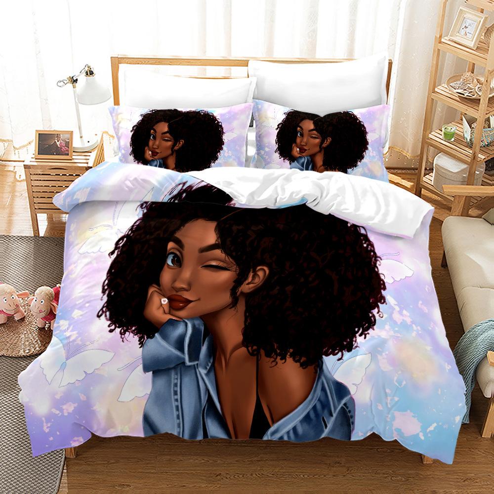 Bed Three-Piece Set 3D Three-Piece Set Size Girl Quilt Cover Printing