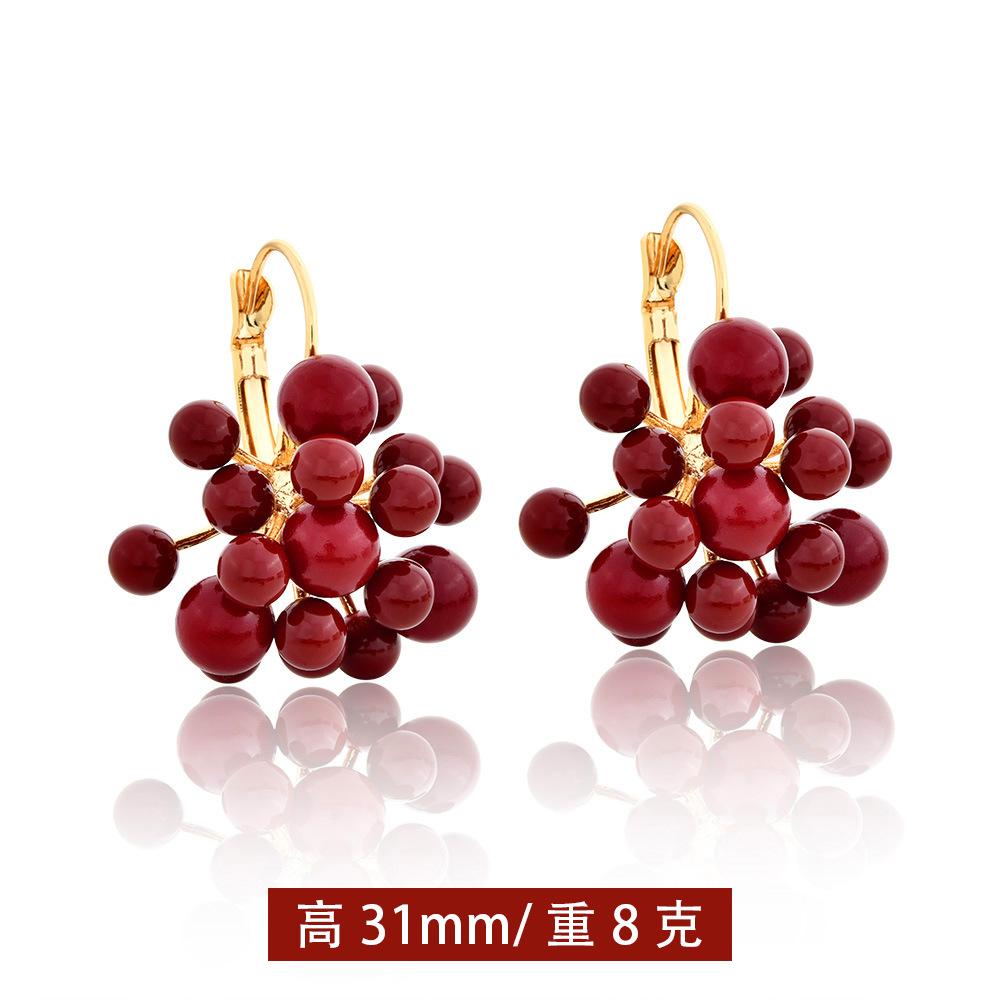 Autumn and winter new red retro pearl earrings fashion festive temperament versatile stud earrings Ankola red fireworks earrings