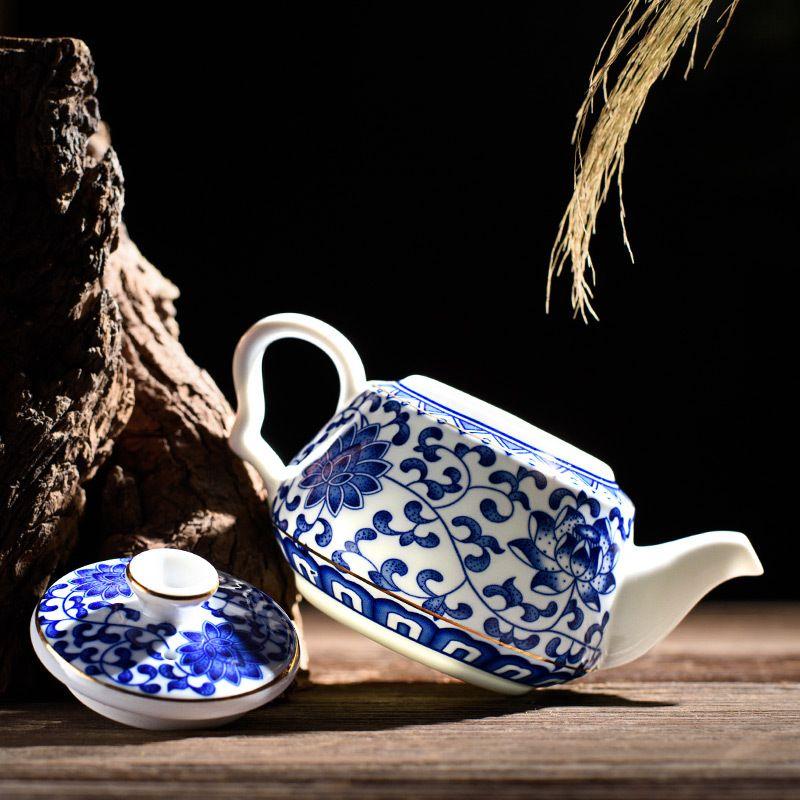 Jingdezhen-modro-bílá porcelánová konvice, čínská čajová souprava Kungfu, domácí keramická konvice na Puer, servisní konvice, roztomilé čajové nádobí