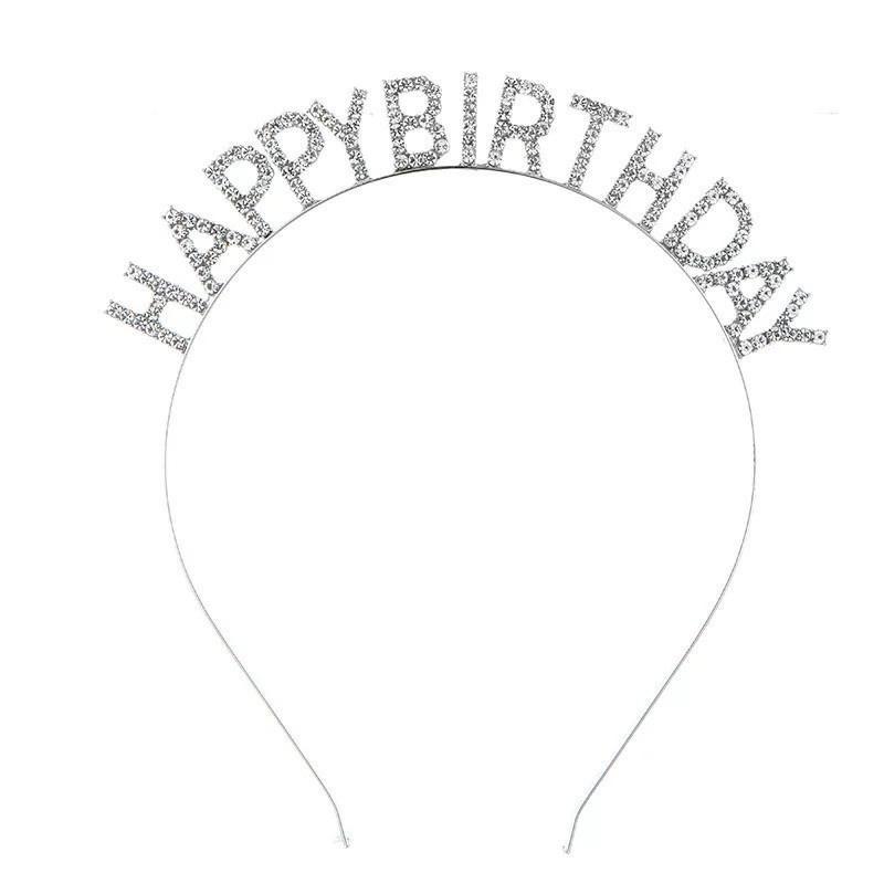Happy Birthday Headband Party Decoration Headband Flash Drill Letters Simple Temperament Gift