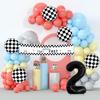 Balloon Set 2-year-old Racing Theme Balloon Arched Wreath Set Coral Pink Blue Yellow Balloon Birthday Party Background Wall