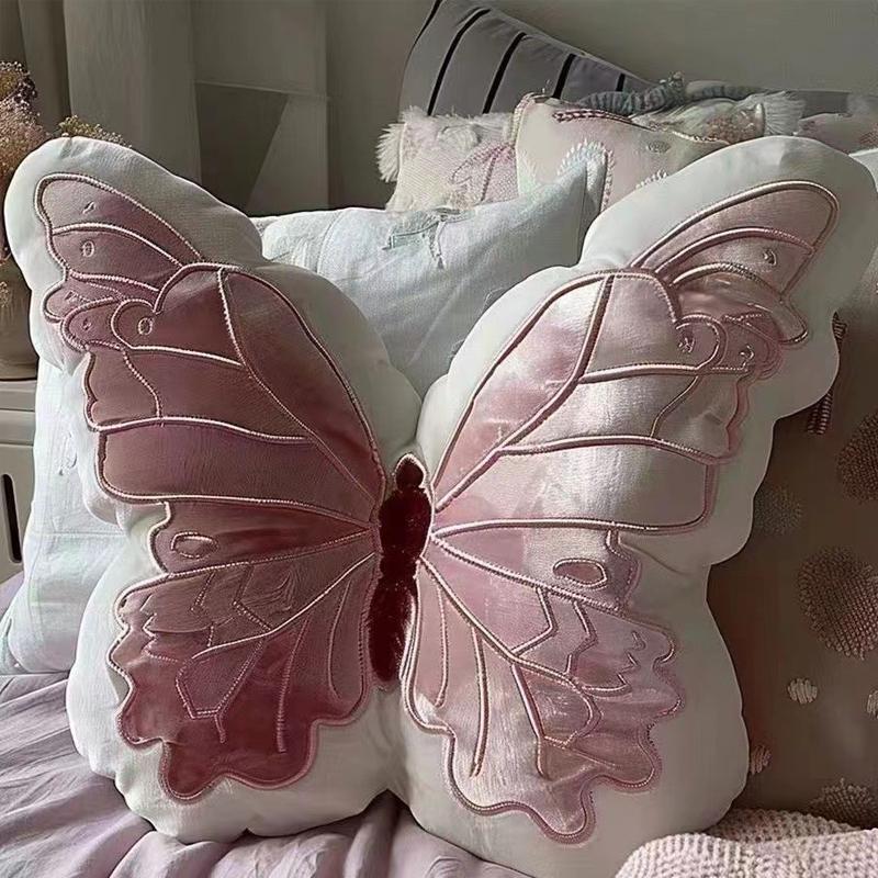 

New Butterfly Pillow Throwing Pad Short Plush Cushion Cute Girl Pink Toy for Bedroom Sofa Home Decoration Home Textile Cushion