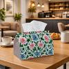 1pc Vintage Botanical Floral Tissue Holder - Blue And Pink Flower Design, Sturdy Napkin Organizer for Vehicle, Kitchen, Dining, Home Decoration - Styl