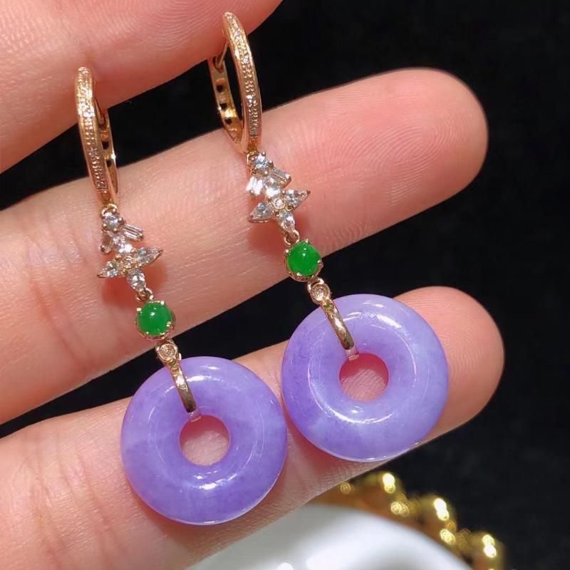 

Classical Design Natural Violet Chalcedony Round Earrings For Women Exquisite Showy Earings Engagement Wedding Jewelry