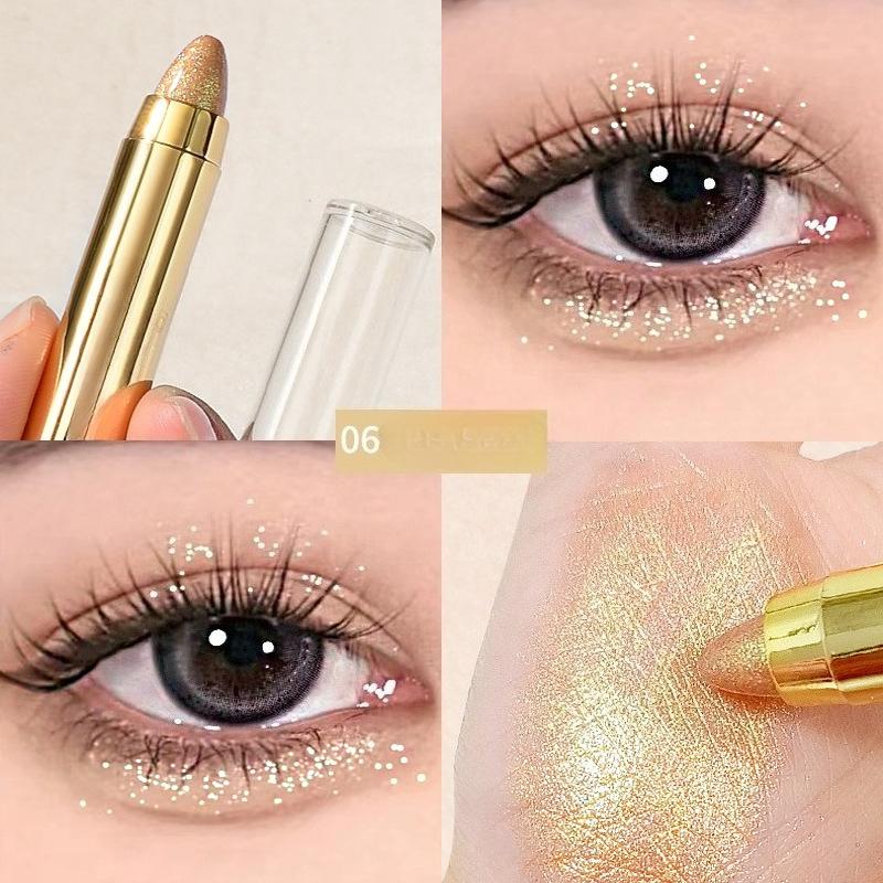 Smoky Dark Green Eyeshadow Pencil Stick 12 Colors Metallic Glitter Eye Shadow Highlighter Pen Makeup Tool Waterproof Pearlescent