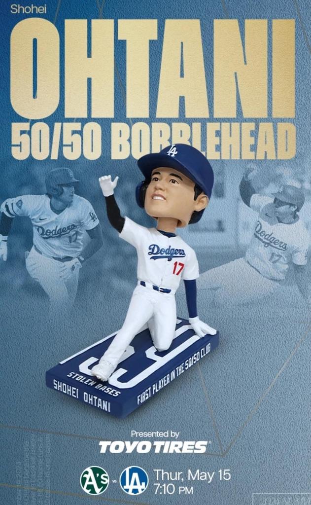 Shohei Ohtani 5050 Commemorative Bubblehead Figure, 50 Stolen Bases Sliding, Dodger Stadium Exclusive Distribution Item, May 15, 2025 [Item]