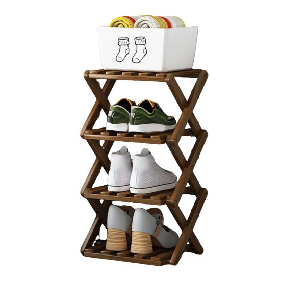 Mehrstöckiges schuhfreies Schuhregal, faltbar, schmal, Bambus-Schuhregal, platzsparend, Eck-Schuhorganizer für Eingangsbereich, Schrank, Wohnheim