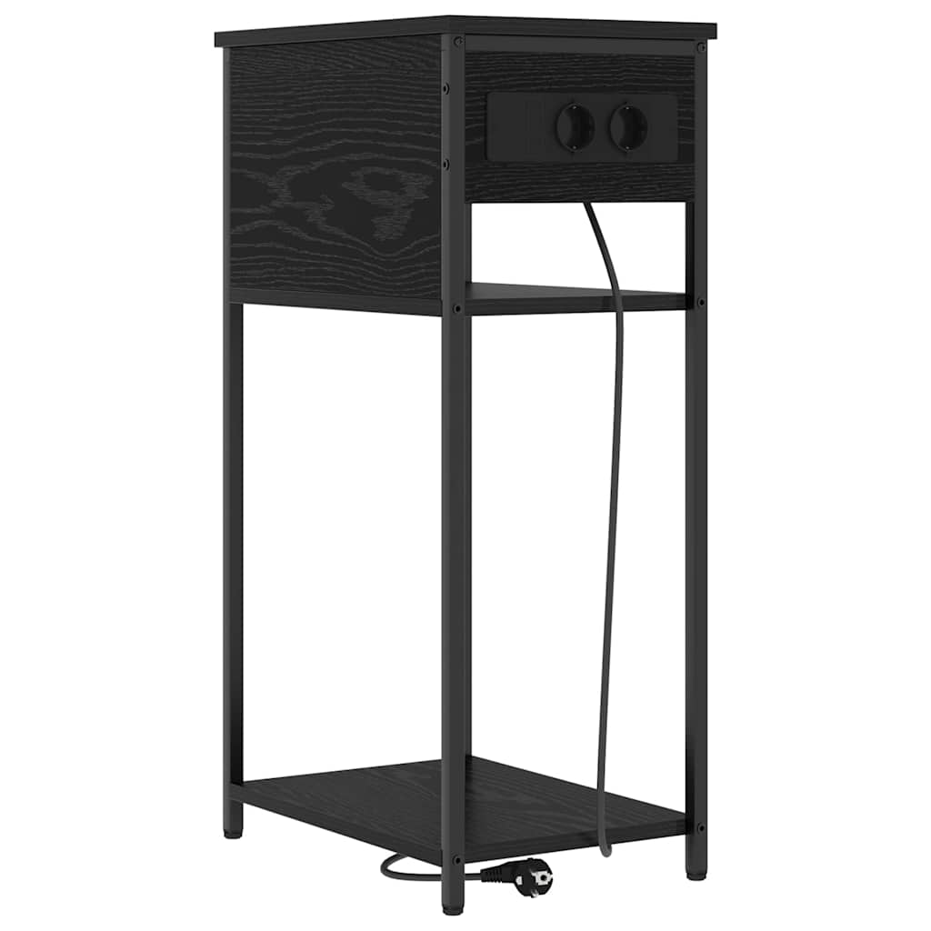 Nightstand Black Oak Look 41 X 28 X 76 Cm Engineered Wood