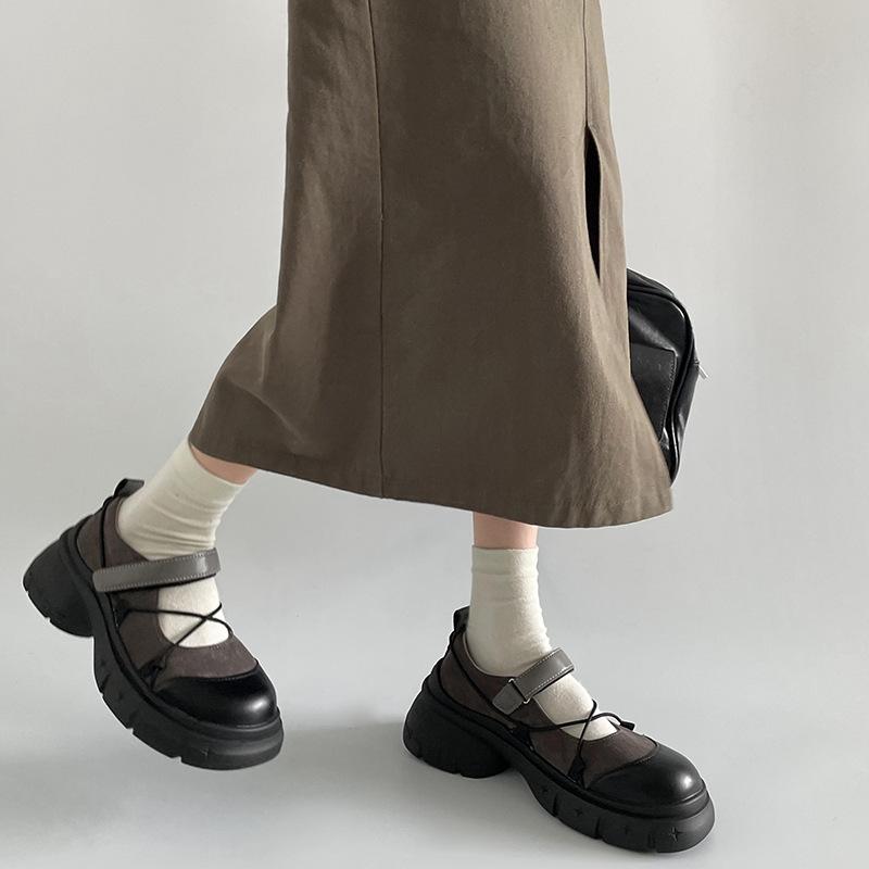Fashion Retro Woman Shoes Shallow Mouth Clogs Platform Round Toe All-Match Female Footwear Black Flats New Creepers Dress Summer Hook &