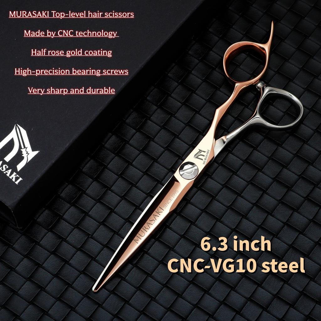 MURASAKI Set di forbici da barbiere CNC di alta gamma, Acciaio Giapponese VG10, Accessori per parrucchieri, Forbici per tagliare i capelli da 5,7-6,3-6,8 pollici