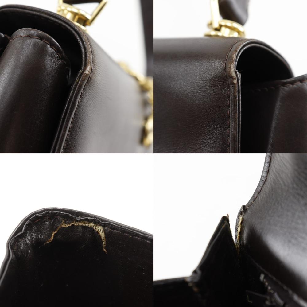 Gucci One Handle Handbag Old Gucci Brown Leather Women Used