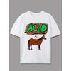 European Sizes Men'S Vibrant Acid Horse Graphic T-Shirt - Casual Crew Neck, Short Sleeve, Lightweight Tee for Summer & Spring