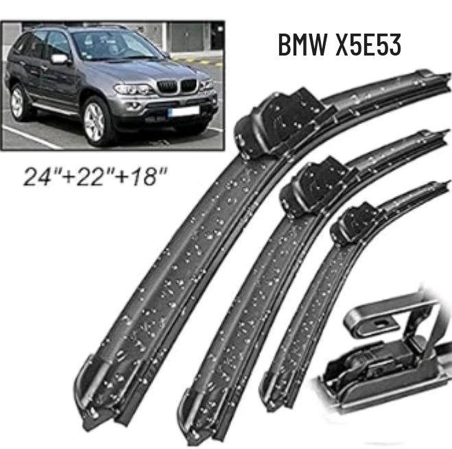 BMW X5 E53 (2000-2006) Front & Rear Bone-Free Windshield Wiper Blades.