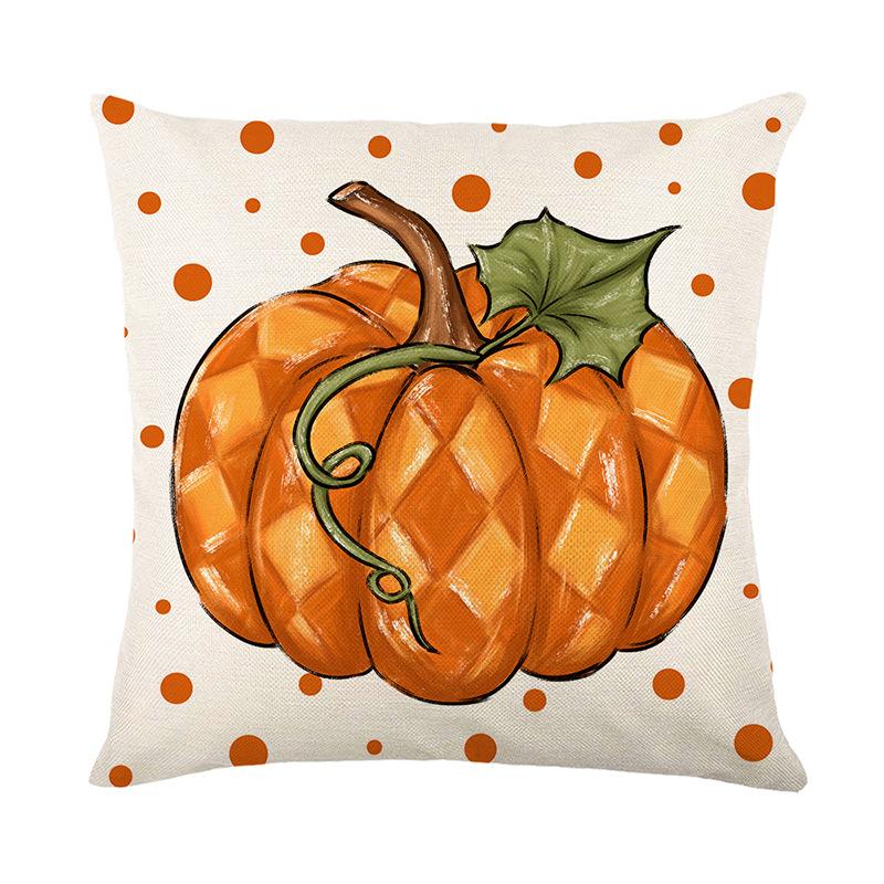 1pc Orenge Pumpkin Themed Cushion Cover Soft Cozy Cover Fall Themed Pillowcase for Living Room Couch Decoration