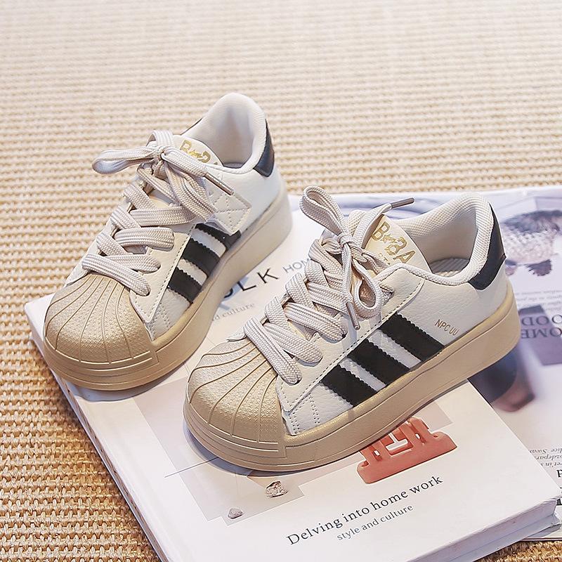 Girls' Shell-toe Sneakers with Soft Soles, New Autumn Model Children's Sports Shoes, Korean-style Versatile Casual Shoes for Older Boys