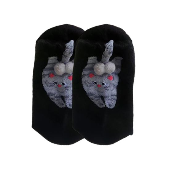 Cute Cat Socks with Balls for Women Novelty Animal Crew Socks Funny 3D Fuzzy Balls Cotton Sock for Cat Lovers