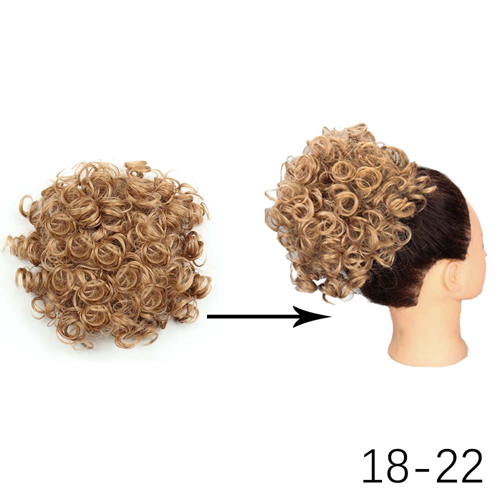 MISSQUEEN Hair Bun Synthetic Elastic Drawstring Loose Wave Messy Curly Ponytail Hair Extensions Bun Hair Piece For Women Daily Wear