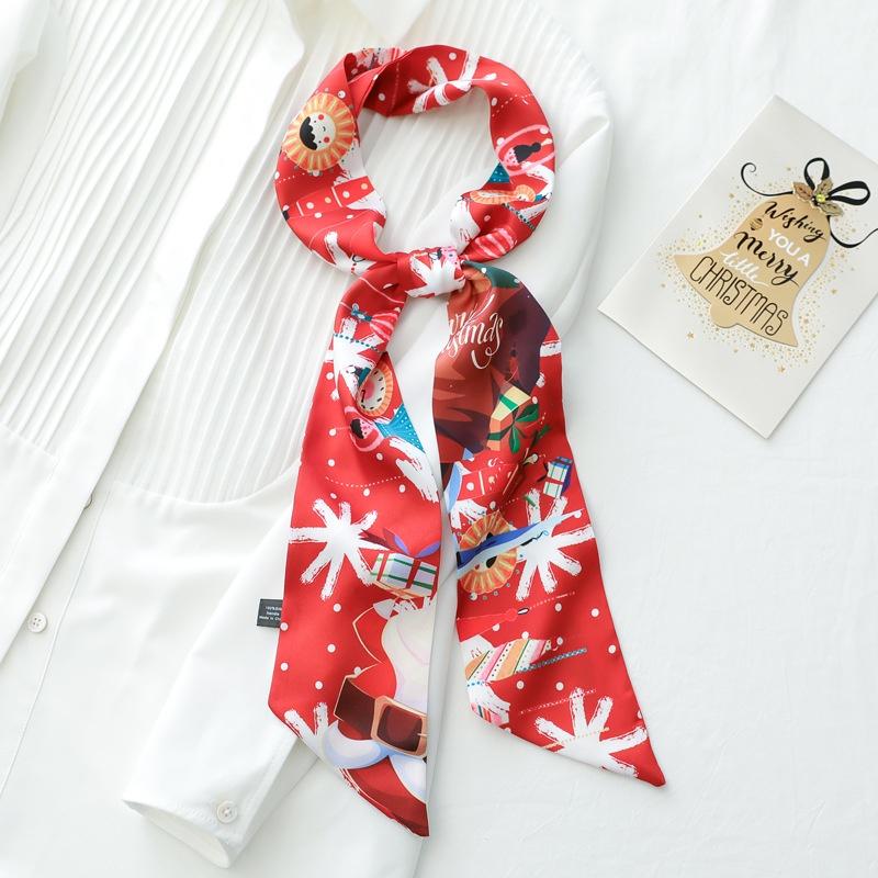Christmas Element Versatile Scarf - Holiday Bow Decorative Scarf Straps For Hair Accessories Bag Decoration & Gift