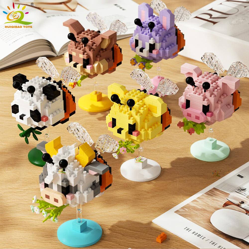Moc Cute Animal Model Micro Building Block Panda Rabbit Bee Mini Diamond Model Brick Toy For Children Desk Decor.