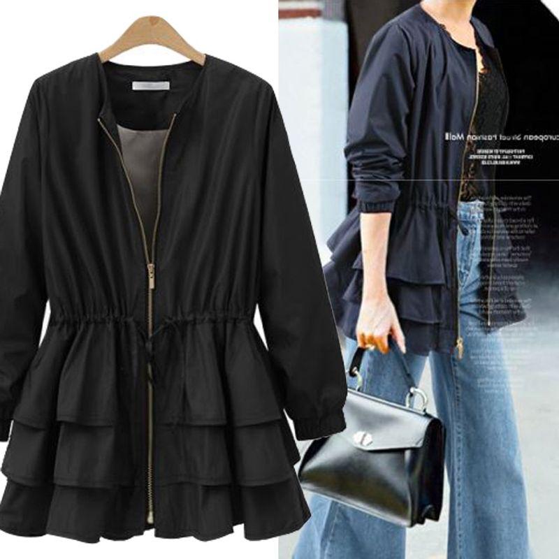 

European Amazon Mid Length Long Length Ruffles Dress Navy blue XL