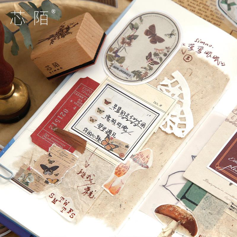 6Pcs Vintage Retro Decorative Stickers Can Be Written DIY Scrapbook Journal Planner Diary Album Craft Stickers