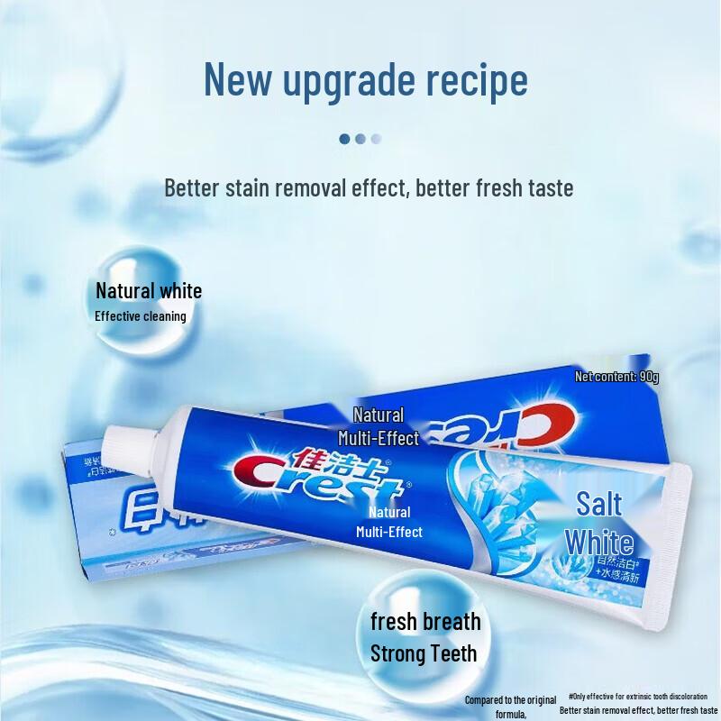 Crest Salt White Cool Mint Toothpaste 90g x 3 Pack