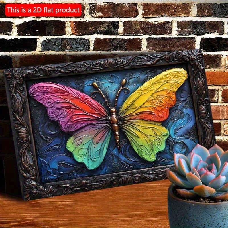2d Flat 30*20cm, Colorful Butterflies Wooden Wall Art, Vintage Wooden Sign, Living Room and Dining Decor, for Home, Kitchen, Garden, Bedroom, Bar.