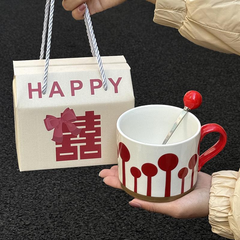 Festive Cups Niche Retro Ceramic Mugs Wedding Gifts for Girls Practical Souvenirs Gift Boxes