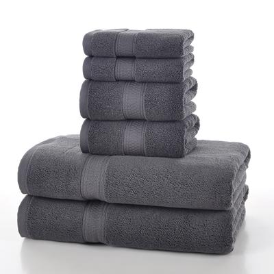 Style, Plain Cotton Set Towel, Six-piece Set of Household Towel, Soft and Absorbent.