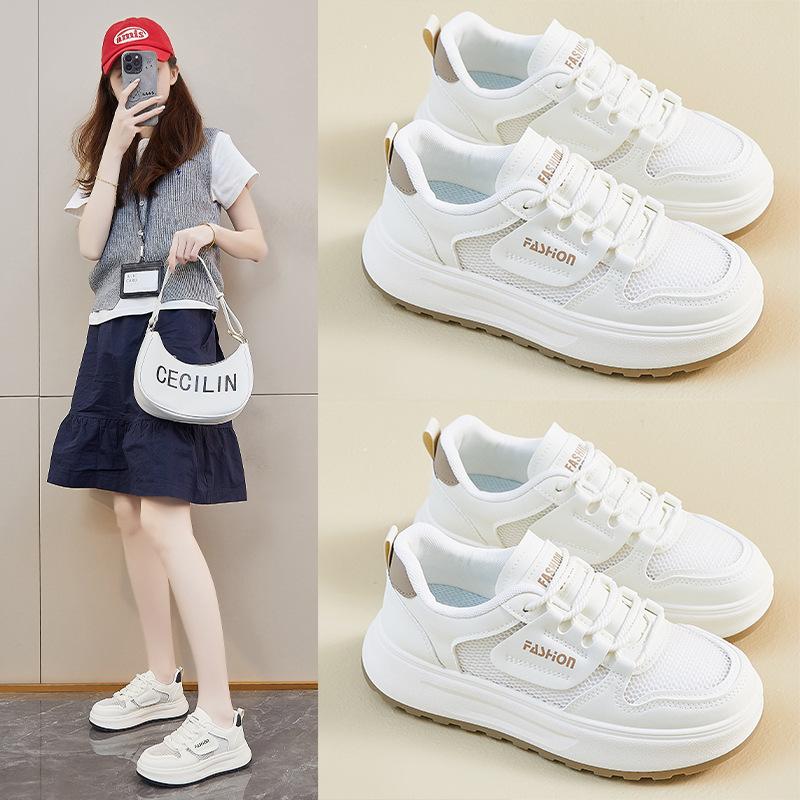 New Trendy Female Student Thick-soled Heightened Mesh Breathable Casual Shoes