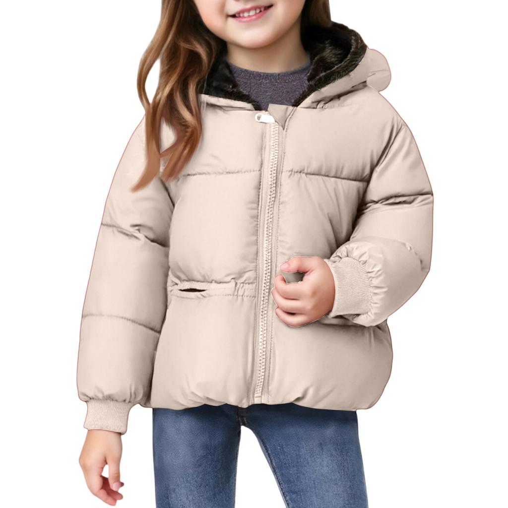 Kids' Pocket Coat - Solid Color Short Cotton Jacket