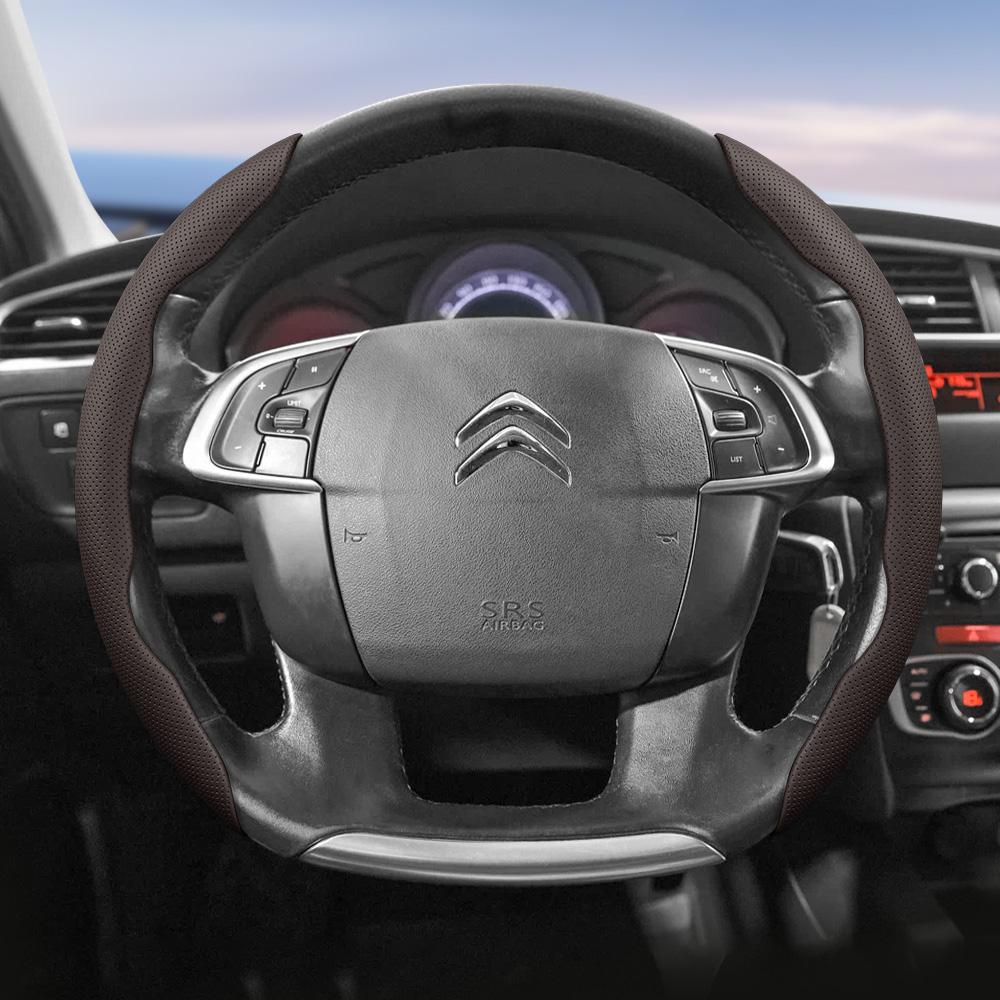 Suitable for Citroen Breathable Leather Steering Wheel Cover with Segmented Quick-Release Design, Non-Slip and Durable, for Models Such as C3, C4 X, B