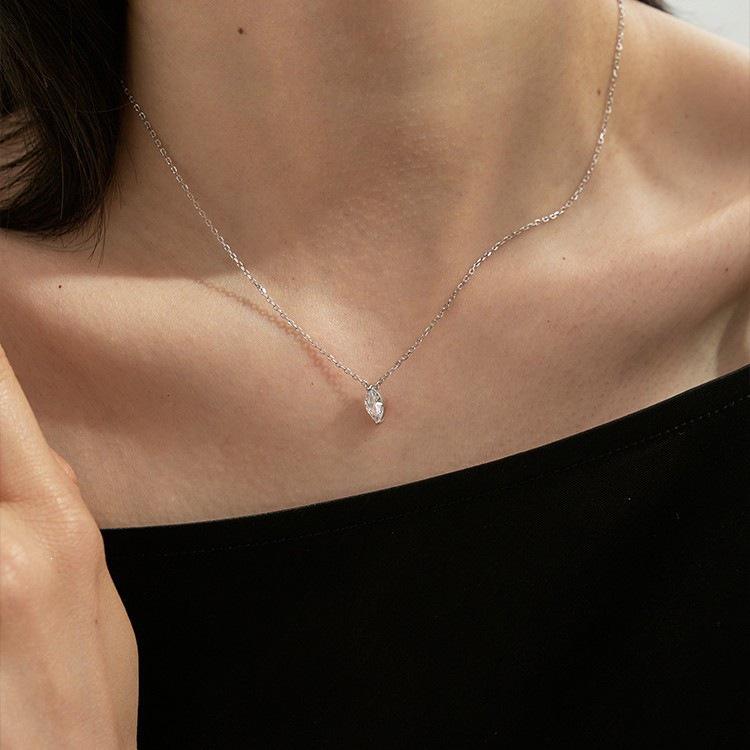 S925 Sterling Silver Marquise Zirconia Pendant Necklace for Women 925 Sterling Silver белого золота