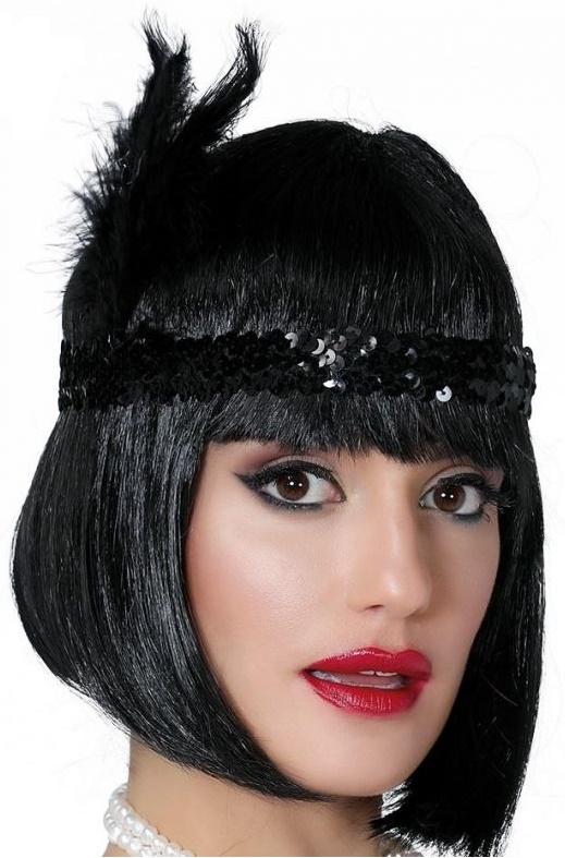 Charlestone Retro Sequin Headband 1920s Black