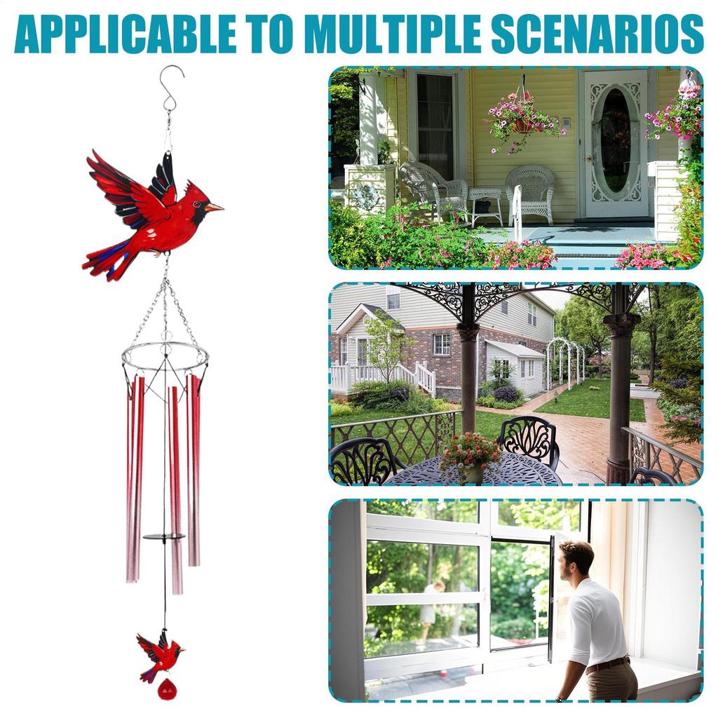 Bird Wind Chimes for Outside Rotating Art Ornament Wind Bell for Balcony Porch Garden Backyard Window Patio Home Outdoor