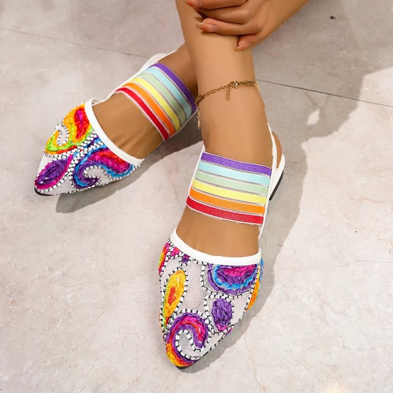 Large Size Sandals Women's 2025 Summer New Mesh Casual and Versatile Color Flat Sandals