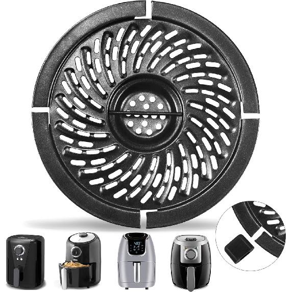 Air Fryer Grill Pan, 6.1‘’Non-Stick Round 2 QT Air Fryer Replacement Tray Rack Parts Accessories Crisper Plate Grill Plate for Chefman Dash