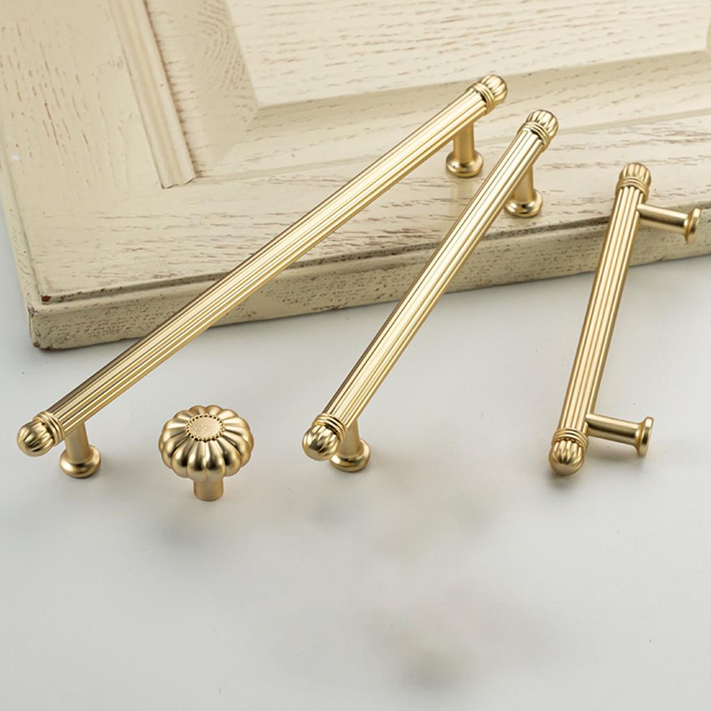 Pack of 2 Practical Brushed Gold Cabinet Handle Zinc Alloy Drawer Pull for Bedroom Bathroom Furniture Daily Use