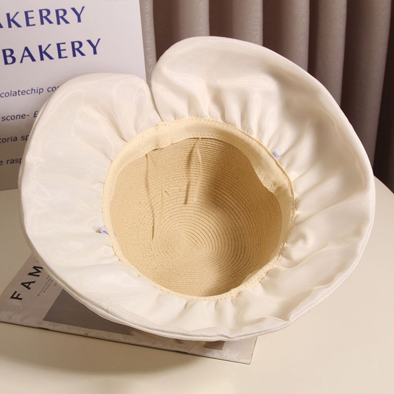 Bowknot Straw Hat Elegant Solid Color Sun Hats Style Summer Travel Beach Hats for Women