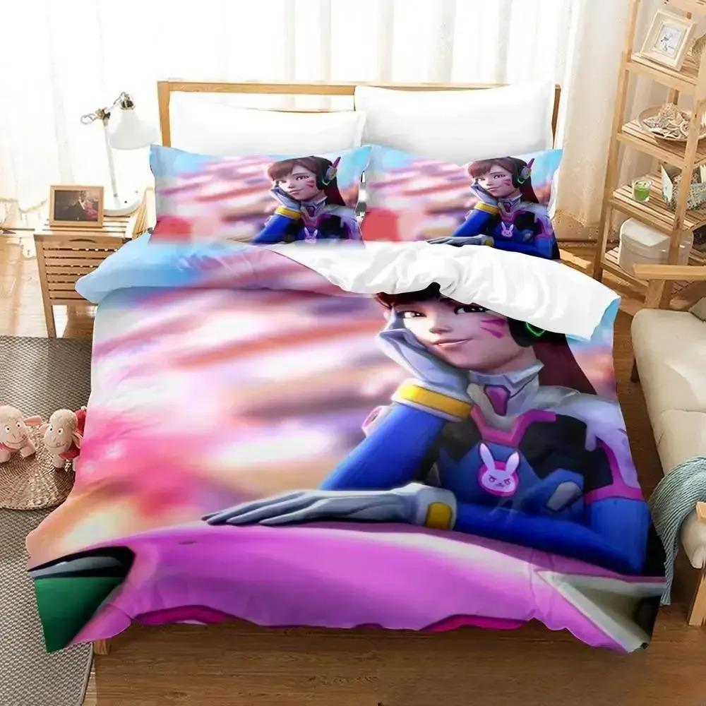 New Anime Dva Overwatch Bedding Set Duvet Cover Comforter Quilt Pillowcase King Queen Twin Size for Boys Girls Adults