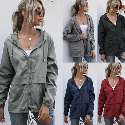 Women's Raincoats Lightweight Waterproof Windproof Adjustable Windbreaker Rain Jackets Hooded with Pockets S-XXL