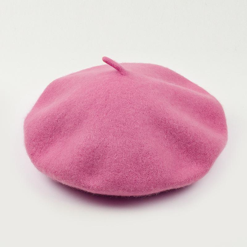 Dámský fialový vlněný baret: Klobouk se širokou krempou, Vintage britský, korejský a japonský styl pro podzim/zimu