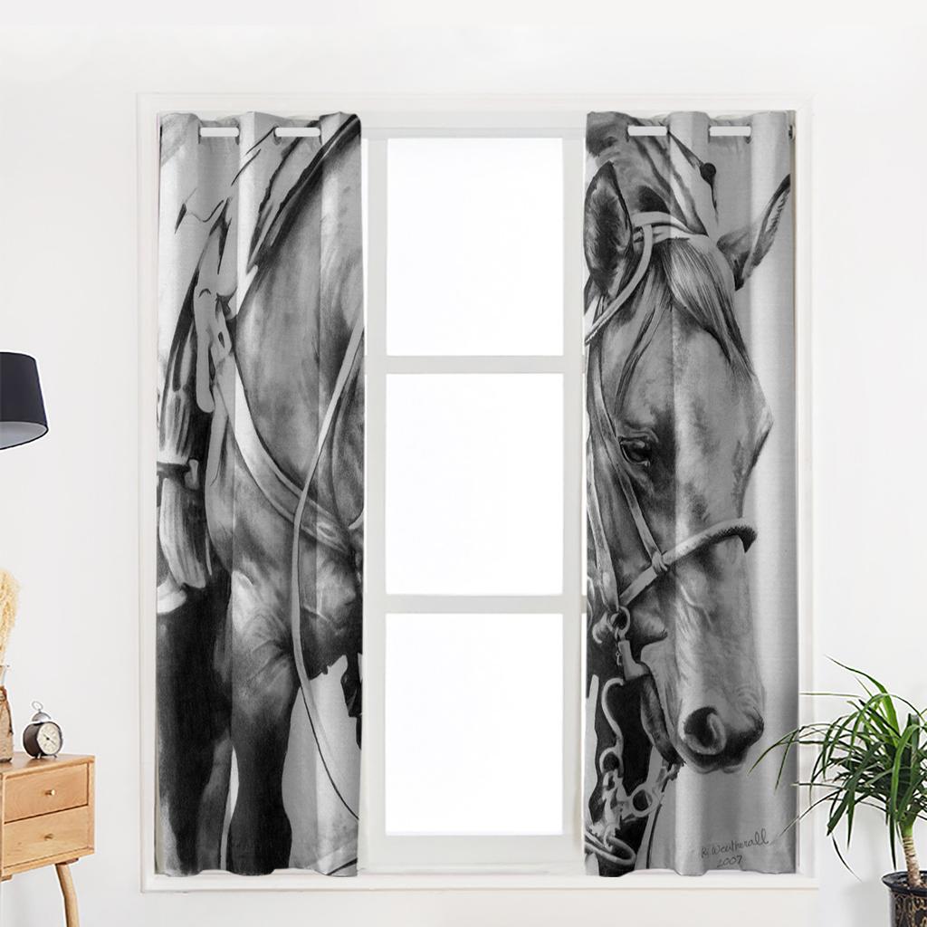 Animal Horse Window Curtains Kitchen Drapes Panel Home Decor Curtains for Living Room Curtains for Bedroom