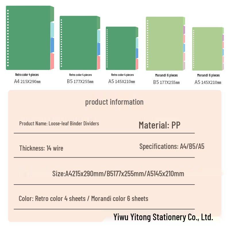 A4/A6 Durable Plastic Binder Dividers: Clear, Tear-Resistant, Ideal for Students & Office Use